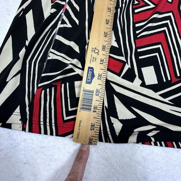 Boston Proper Maxi Skirt Small Black Red African Geometric Long Slit USA Vtg? - Picture 4 of 10